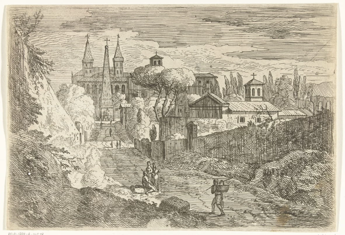 Paesaggio italiano con viandanti alle mura della città - Rijks Museum, Amsterdam